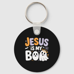 Jesus Is My Boo Cute Christian Halloween Ghost Fun Keychain