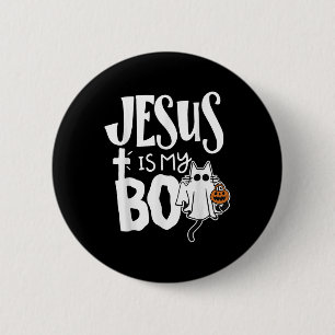 Jesus Is My Boo - Funny Spooky Cat Christian Hallo 2 Inch Round Button