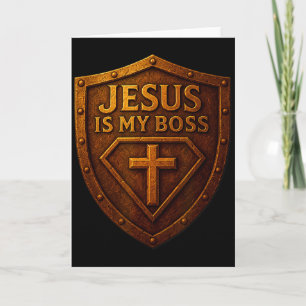 Jesus Is My Boss Christian Shield Superhero _1  Card