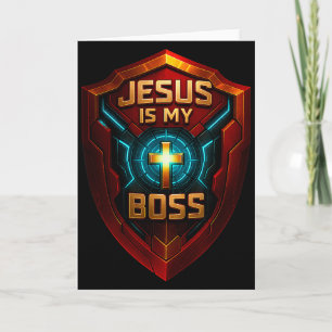 Jesus Is My Boss Christian Shield Superhero _2 Card