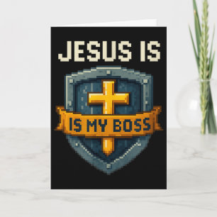 Jesus Is My Boss Christian Shield Superhero _4 Card