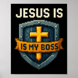 Jesus Is My Boss Christian Shield Superhero _4 Poster