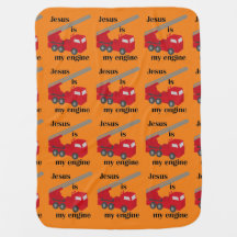 Jesus Is My Engine Patterned Baby Blanket