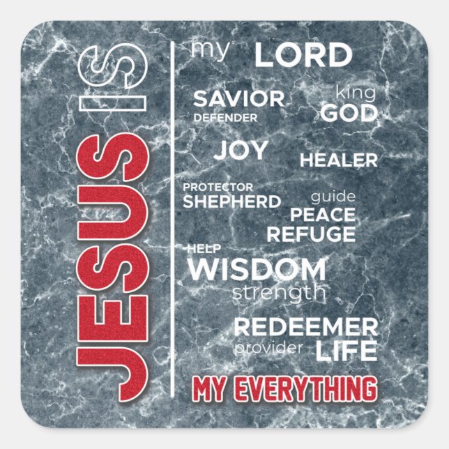 Jesus is my Everything Word Cloud Square Sticker (Front)