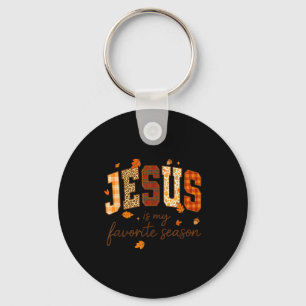 Jesus Is My Favorite Season Fall Christian Leopard Keychain