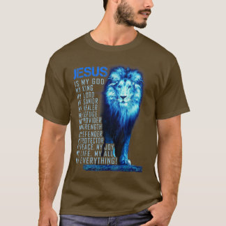 Jesus Is My God King My Lord My Saviour Blue Lion T-Shirt