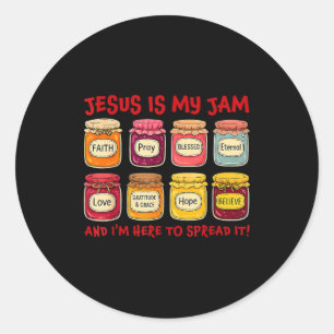 Jesus Is My Jam And Im Here To Spread Christian Bi Classic Round Sticker