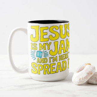 Jesus Is My Jam Funny Christian Faith Music Two-Tone Coffee Mug