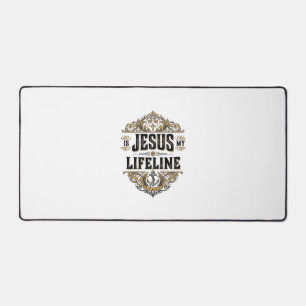 Jesus Is My Lifeline Vintage Christian Shirt Desig Desk Mat