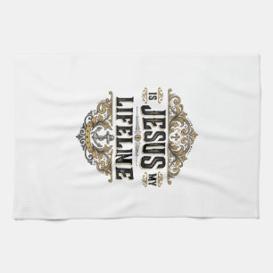 Jesus Is My Lifeline Vintage Christian Shirt Desig Kitchen Towel