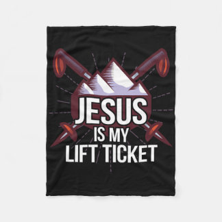 Jesus Is My Lift Ticket Ski Church Skiing Christia Fleece Blanket
