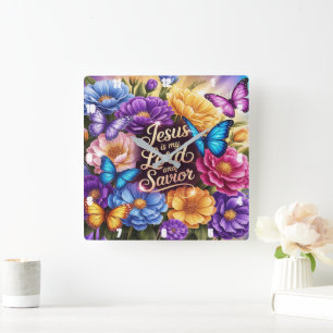Jesus is my Lord and Saviour Square Wall Clock