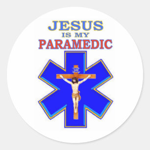 JESUS IS MY PARAMEDIC CLASSIC ROUND STICKER