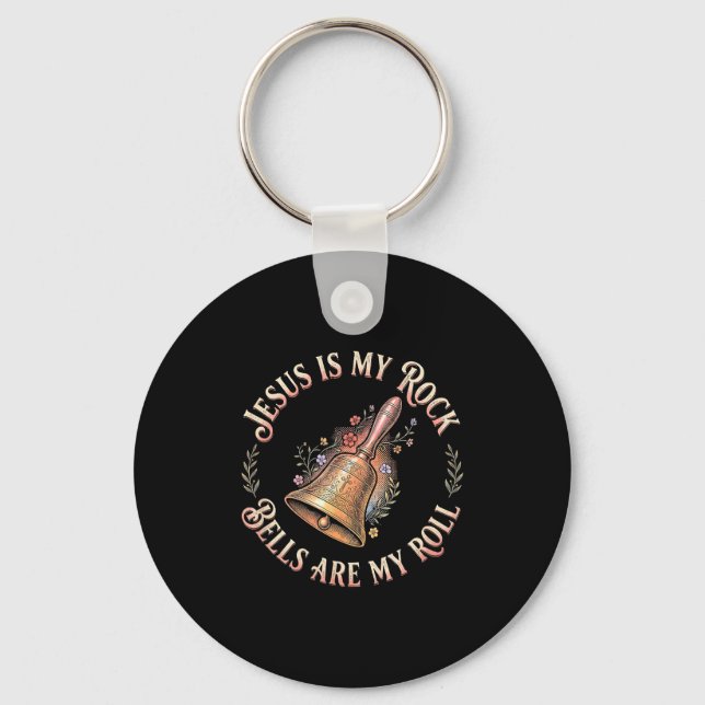 Jesus Is My Rock Bells Are My Roll Funny Handbell  Keychain (Front)