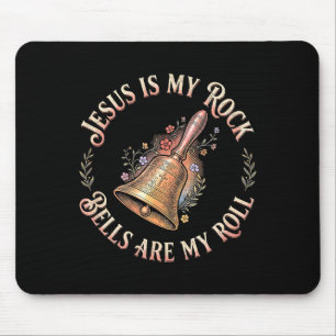 Jesus Is My Rock Bells Are My Roll Funny Handbell Mouse Pad