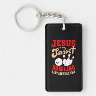 Jesus Is My Savior Bowling Is My Therapy Keychain