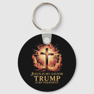 Jesus Is My Savior Trump Is My President Christian Keychain