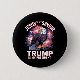 Jesus Is My Savior Trump Is My President Religious 2 Inch Round Button
