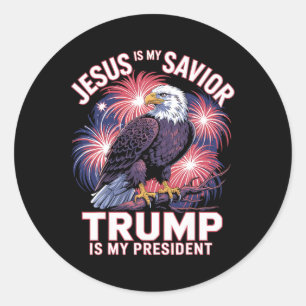 Jesus Is My Savior Trump Is My President Religious Classic Round Sticker