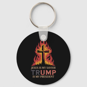 Jesus Is My Savior Trump My President Biblical Con Keychain