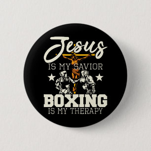 Jesus Is My Saviour Boxing Is My Therapy - Gym Box 2 Inch Round Button
