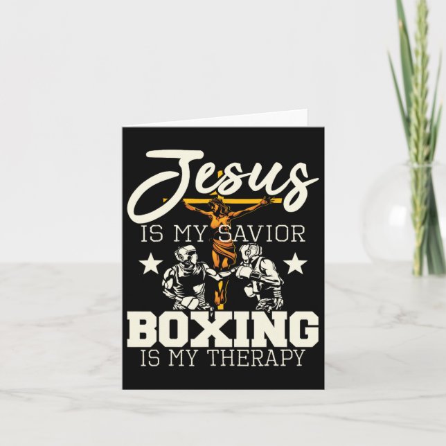 Jesus Is My Saviour Boxing Is My Therapy - Gym Box Card (Front)