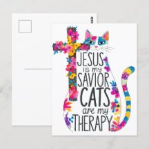 Jesus Is My Saviour Cats Are My Therapy Funny