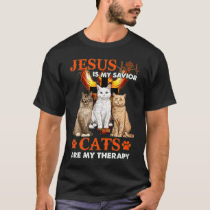 Jesus Is My Saviour Cats Are My Therapy T-Shirt