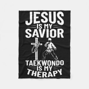 Jesus Is My Saviour Christian Karate Taekwondo Fig Fleece Blanket