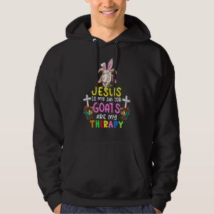 Jesus Is My Saviour Goats Are My Therapy Easter B Hoodie