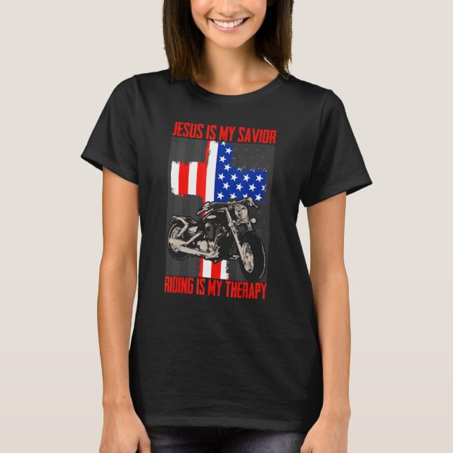 Jesus Is My Saviour Ridding Is My Therapy T-Shirt (Front)
