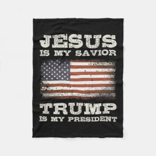 Jesus Is My Saviour Trump 2024 Patriotic Take Amer Fleece Blanket
