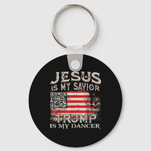 Jesus Is My Saviour Trump Is My Dancer Qr Trump Da Keychain