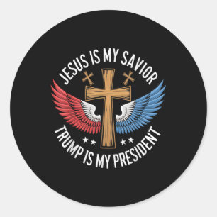 Jesus Is My Saviour Trump Is My President 2024  Classic Round Sticker