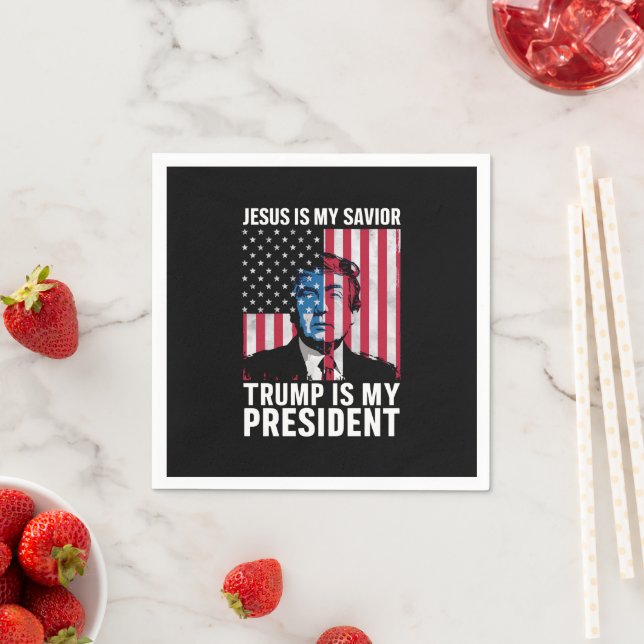 Jesus Is My Saviour Trump Is My President 2024 Napkin (Insitu)