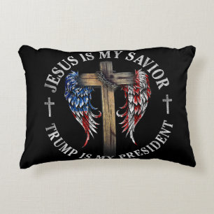 Jesus Is My Saviour Trump Is My President 2024 USA Accent Pillow