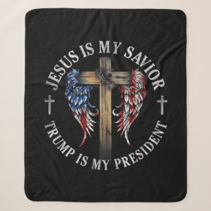 Jesus Is My Saviour Trump Is My President 2024 USA Sherpa Blanket