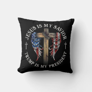 Jesus Is My Saviour Trump Is My President 2024 USA Throw Pillow