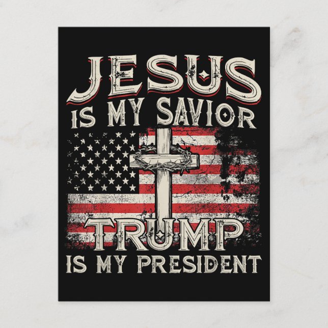 Jesus Is My Saviour Trump Is My President American Enclosure Card (Front)