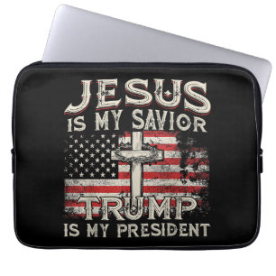 Jesus Is My Saviour Trump Is My President American Laptop Sleeve