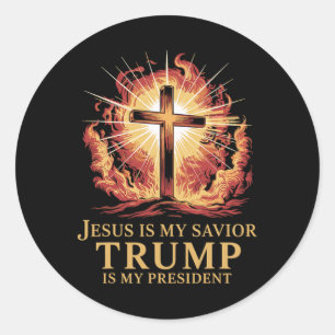 Jesus Is My Saviour Trump Is My President Christia Classic Round Sticker