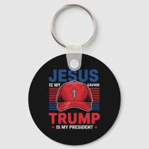 Jesus Is My Saviour Trump Is My President Christia Keychain