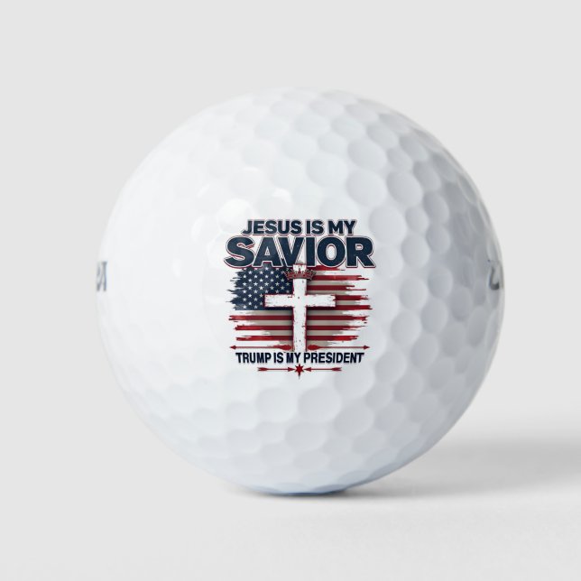 Jesus is My Saviour Trump is My President Funny  Golf Balls (Front)