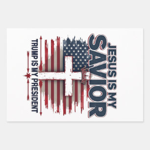 Jesus is My Saviour Trump is My President Funny  Wrapping Paper Sheet