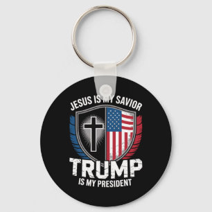 Jesus Is My Saviour Trump Is My President Pro-trum Keychain