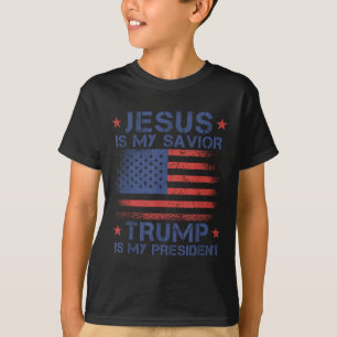 Jesus Is My Saviour Trump Is My President Retro Us T-Shirt
