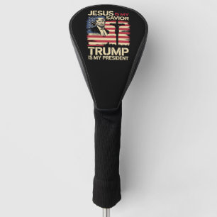 Jesus Is My Saviour Trump Is My President USA Flag Golf Head Cover