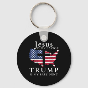 Jesus Is My Saviour Trump Is My President, Usa Keychain