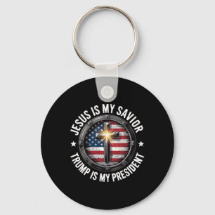 Jesus Is My Saviour Trump My President Christian C Keychain