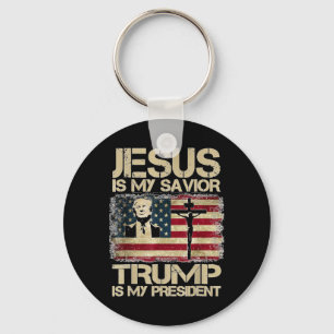 Jesus Is My Saviour Trump My President Christian C Keychain